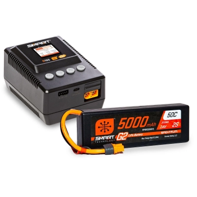 Kit Cargador y Batería 5000mAh 2S LiPo Battery IC3/S155 Charger Spektrum - Axial de 280