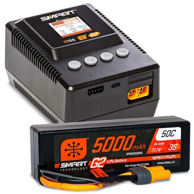 Kit Cargador y Batería 5000mAh 3S LiPo Battery IC3/S155 Charger Spektrum - Axial de 280